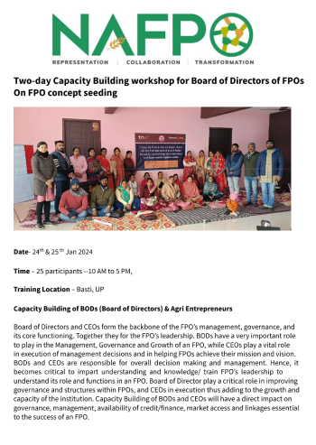 Report on Board of Directors capacity building of FPO at Basti-image